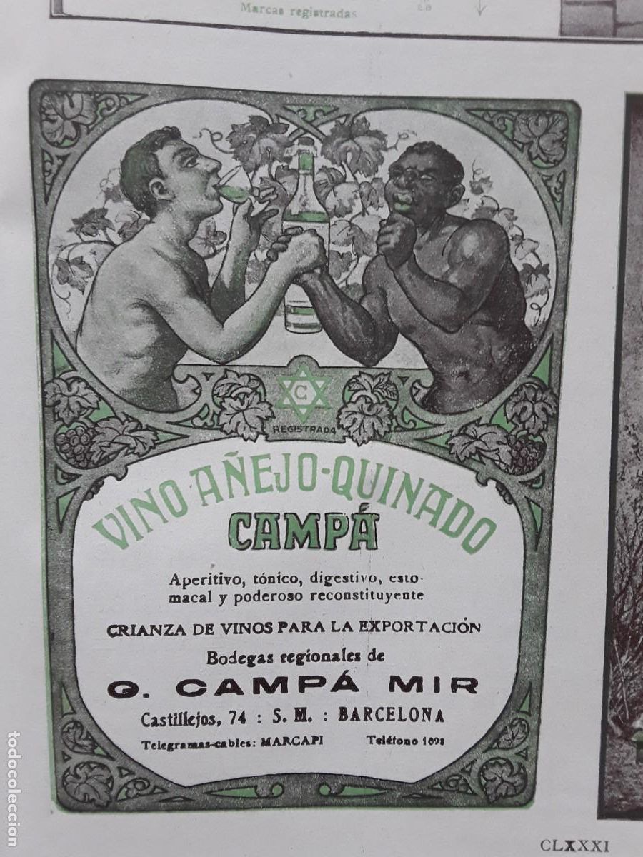 Sammeln von Plakaten: VINO A&Ntilde;EJO QUINADO CAMPA BODEGAS REGIONALES G.CAMPA MIR BARCELONA APERITIVO TONICO HOJA A&Ntilde;O 1913