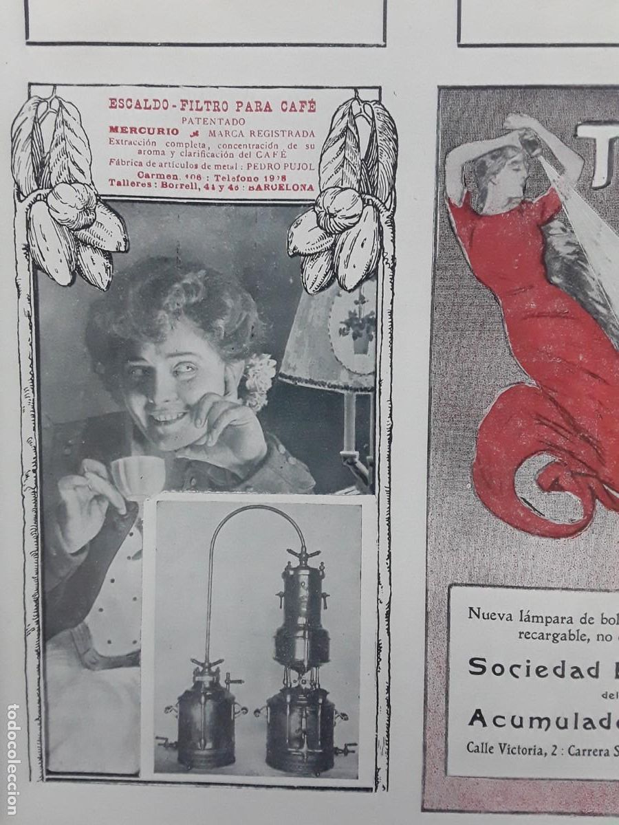 Sammeln von Plakaten: FABRICA ARTICULOS METAL PEDRO PUJOL ESCALDO FILTRO PARA CAFE BARCELONA HOJA A&Ntilde;O 1913