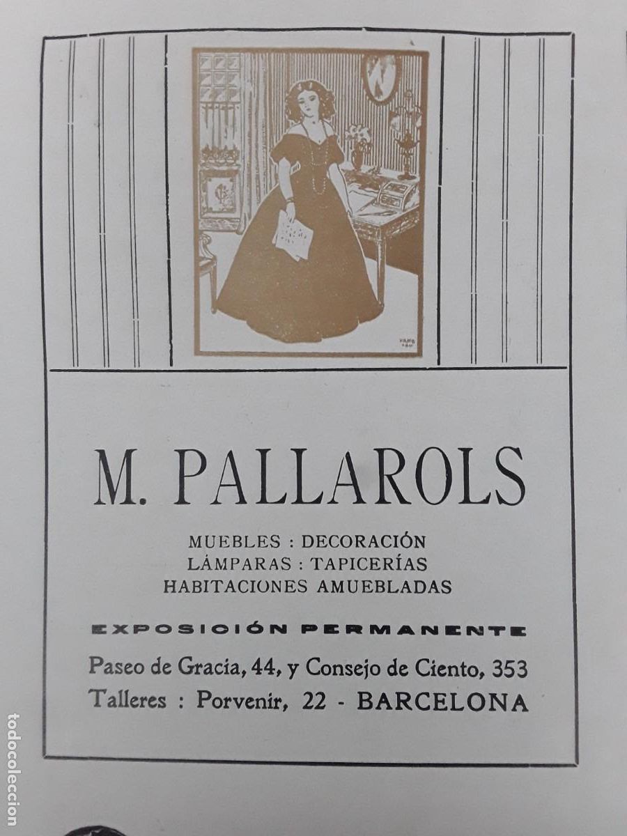 Collectionnisme d'affiches: M.PALLAROLS MUEBLES DECORACION LAMPARAS TAPICERIAS HABITACIONES AMUEBLADAS BARCELONA HOJA A&Ntilde;O 1913