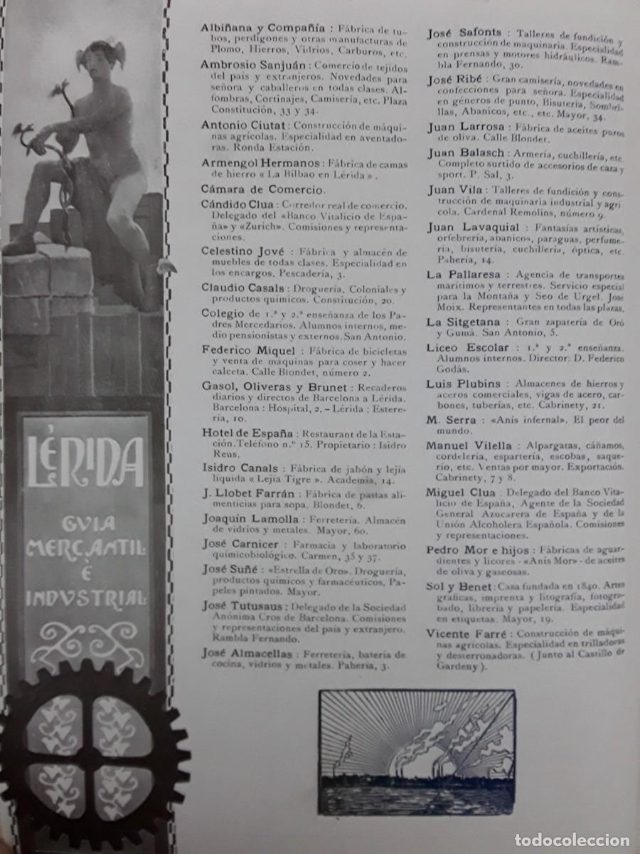 Sammeln von Plakaten: GUIA MERCANTIL E INDUSTRIAL LERIDA EMPRESAS NEGOCIOS HOJA A&Ntilde;O 1913