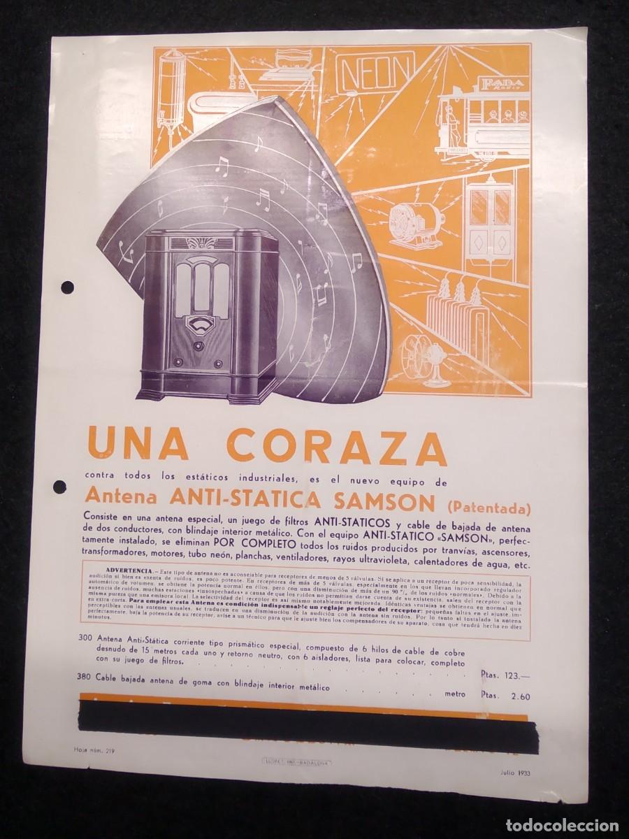 Coleccionismo de carteles: Cartel. Antena Anti-Statica Samson. - Foto 1