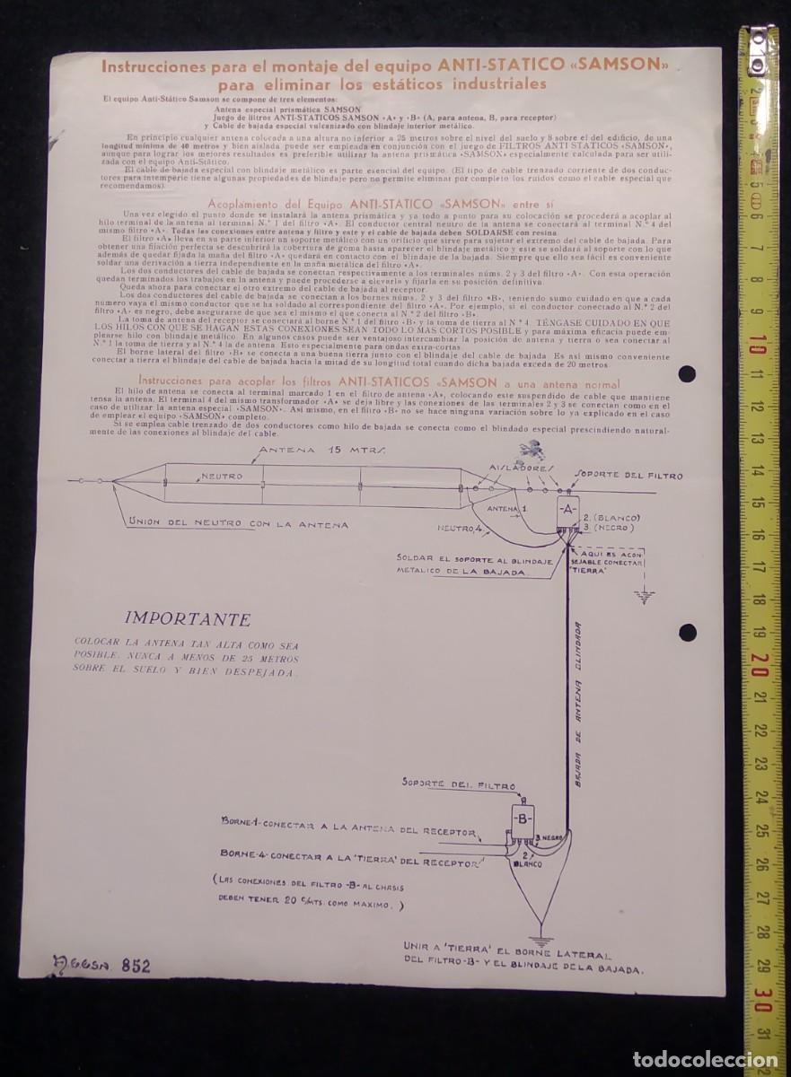 Coleccionismo de carteles: Cartel. Antena Anti-Statica Samson. - Foto 2