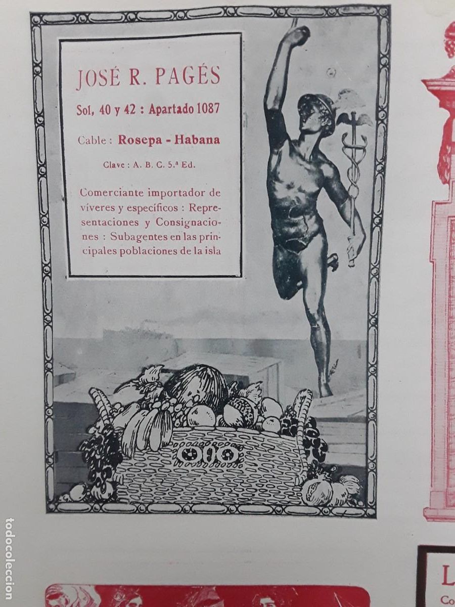 Coleccionismo de carteles: JOSE R.PAGES COMERCIANTE IMPORTADOR VIVERES HABANA HOJA A&Ntilde;O 1913