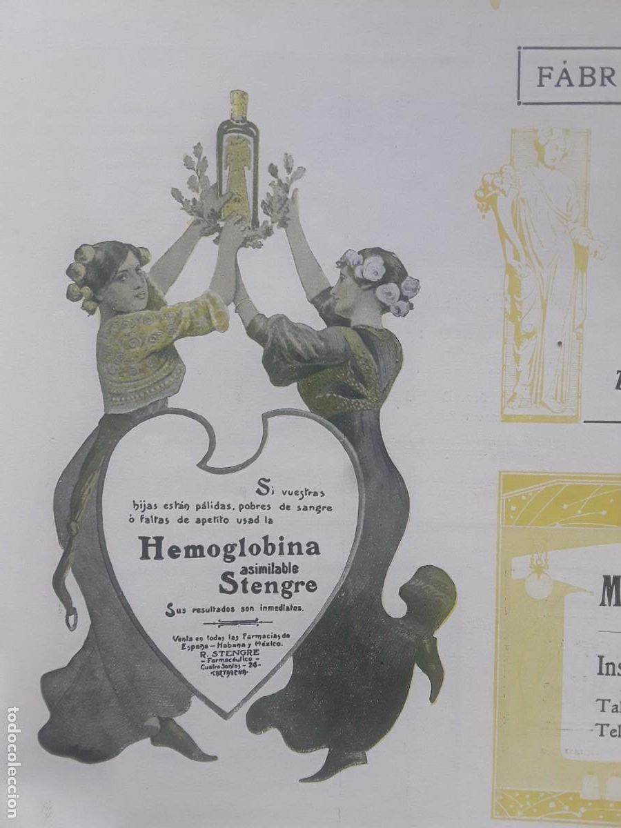 Sammeln von Plakaten: HEMOGLOBINA ASIMILABLE STENGRE HOJA A&Ntilde;O 1913