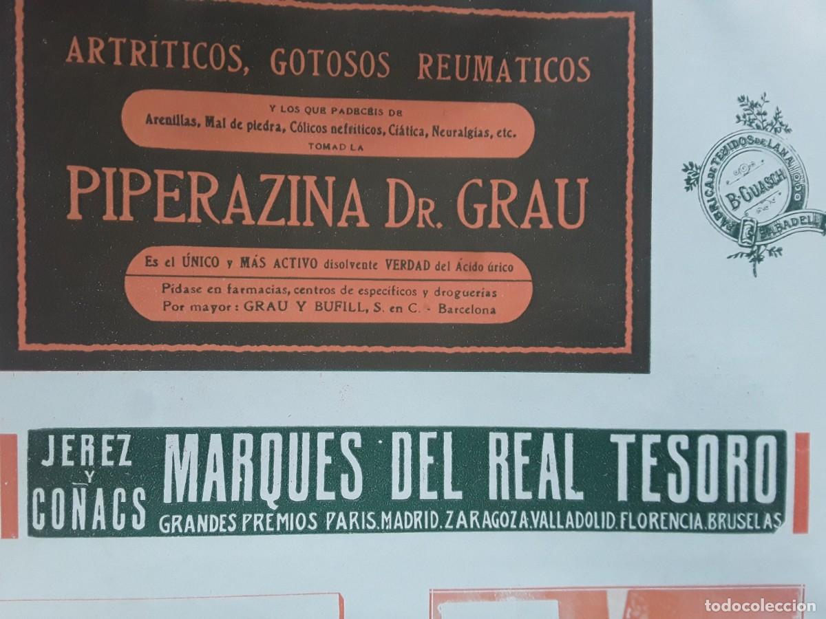 Coleccionismo de carteles: MARQUES DEL REAL TESORO JEREZ Y COGNACS HOJA A&Ntilde;O 1913
