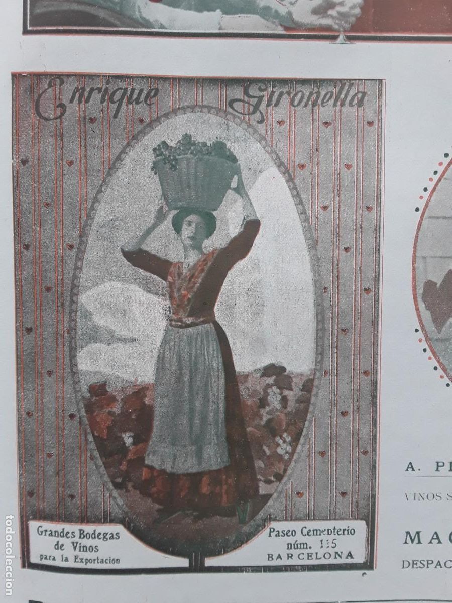Collectionnisme d'affiches: GRANDES BODEGAS DE VINOS ENRIQUE GIRONELLA BARCELONA HOJA A&Ntilde;O 1913