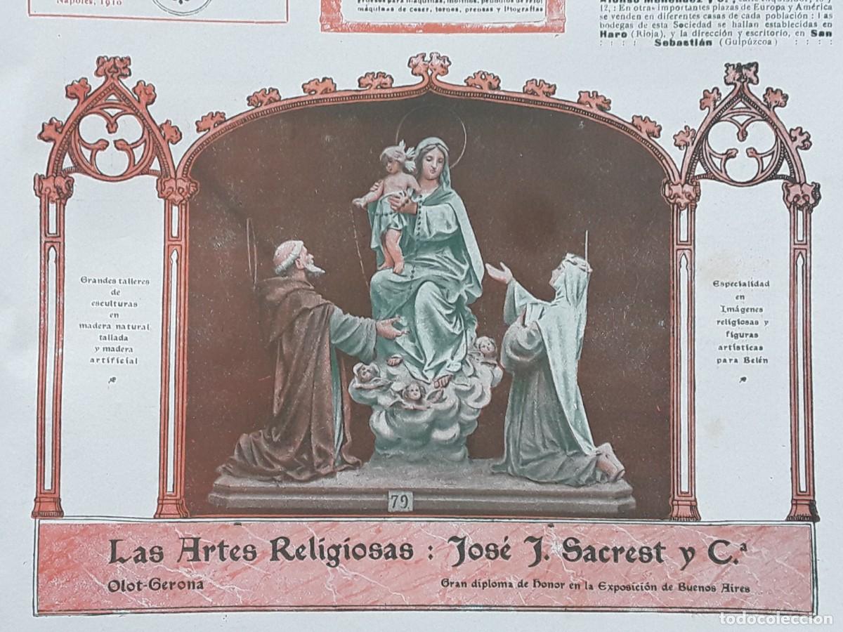 Collectionnisme d'affiches: LAS ARTES RELIGIOSAS JOSE J.SACREST Y C&ordf; OLOT GIRONA HOJA A&Ntilde;O 1913