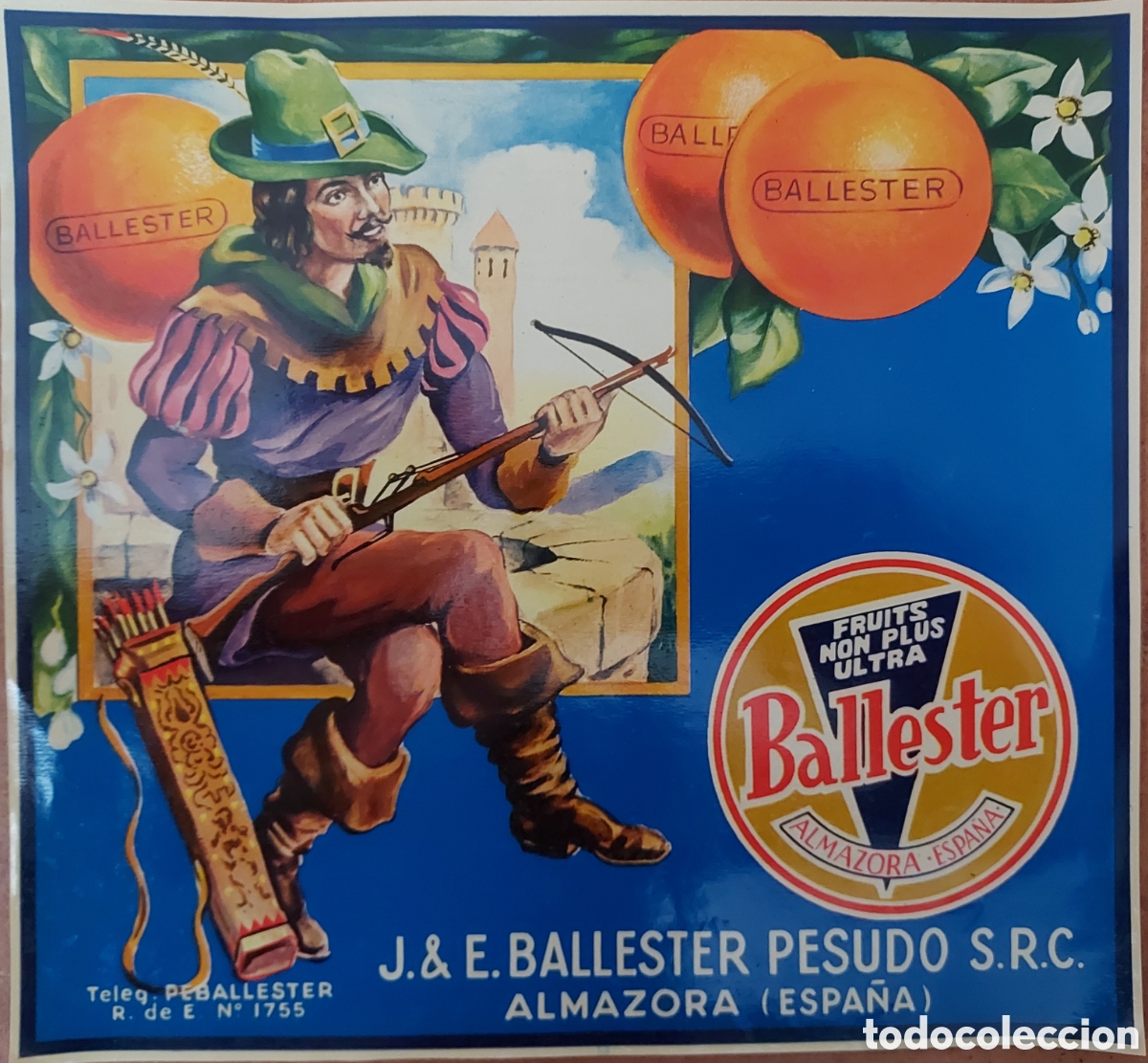 Coleccionismo de carteles: Etiqueta naranjas Ballester - J & E Ballester Pesudo - Almazora
