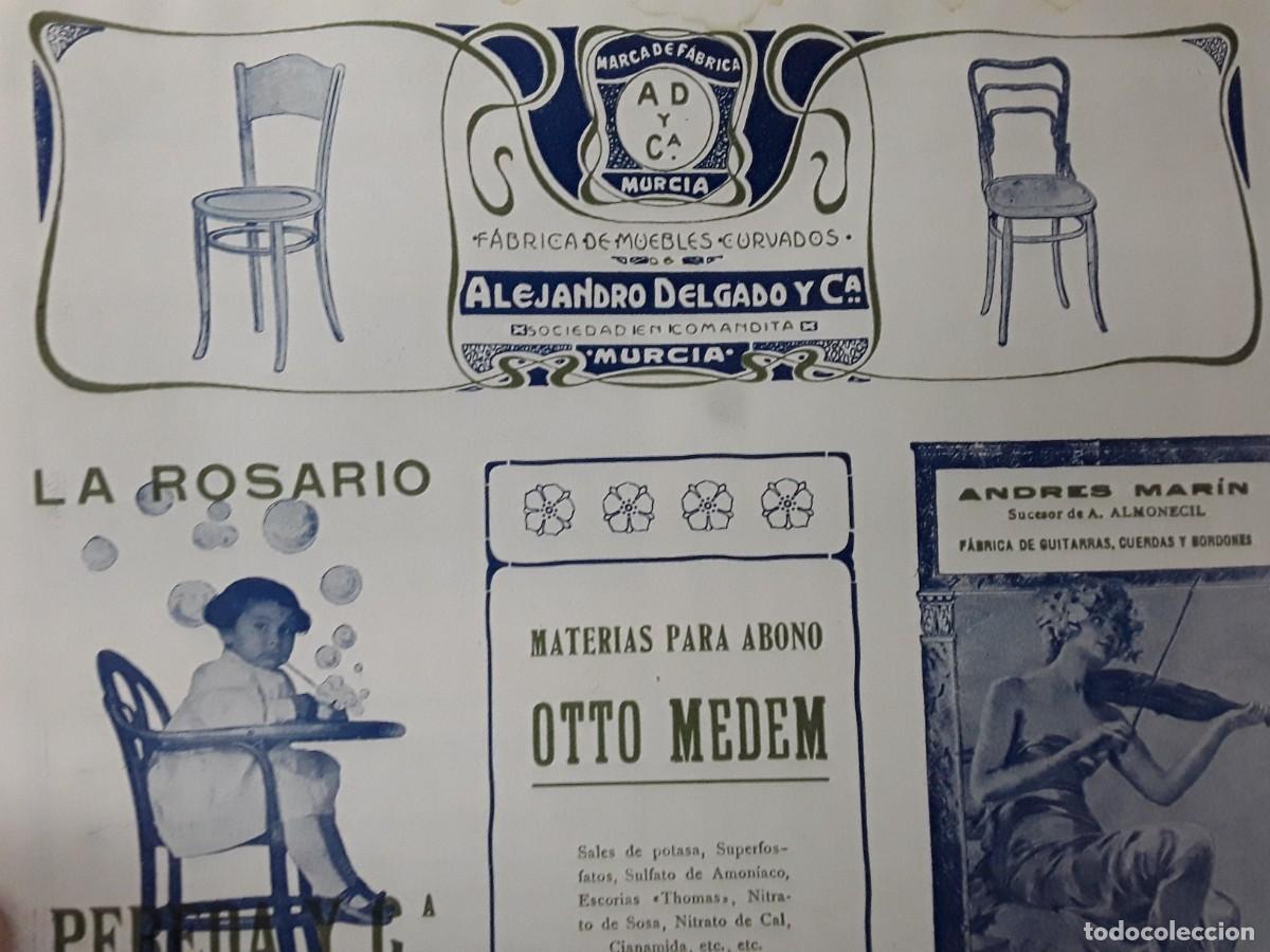 Colecionismo de cartazes: FABRICA DE MUEBLES CURVADOS ALEJANDRO DELGADO Y C&ordf; MURCIA HOJA A&Ntilde;O 1913