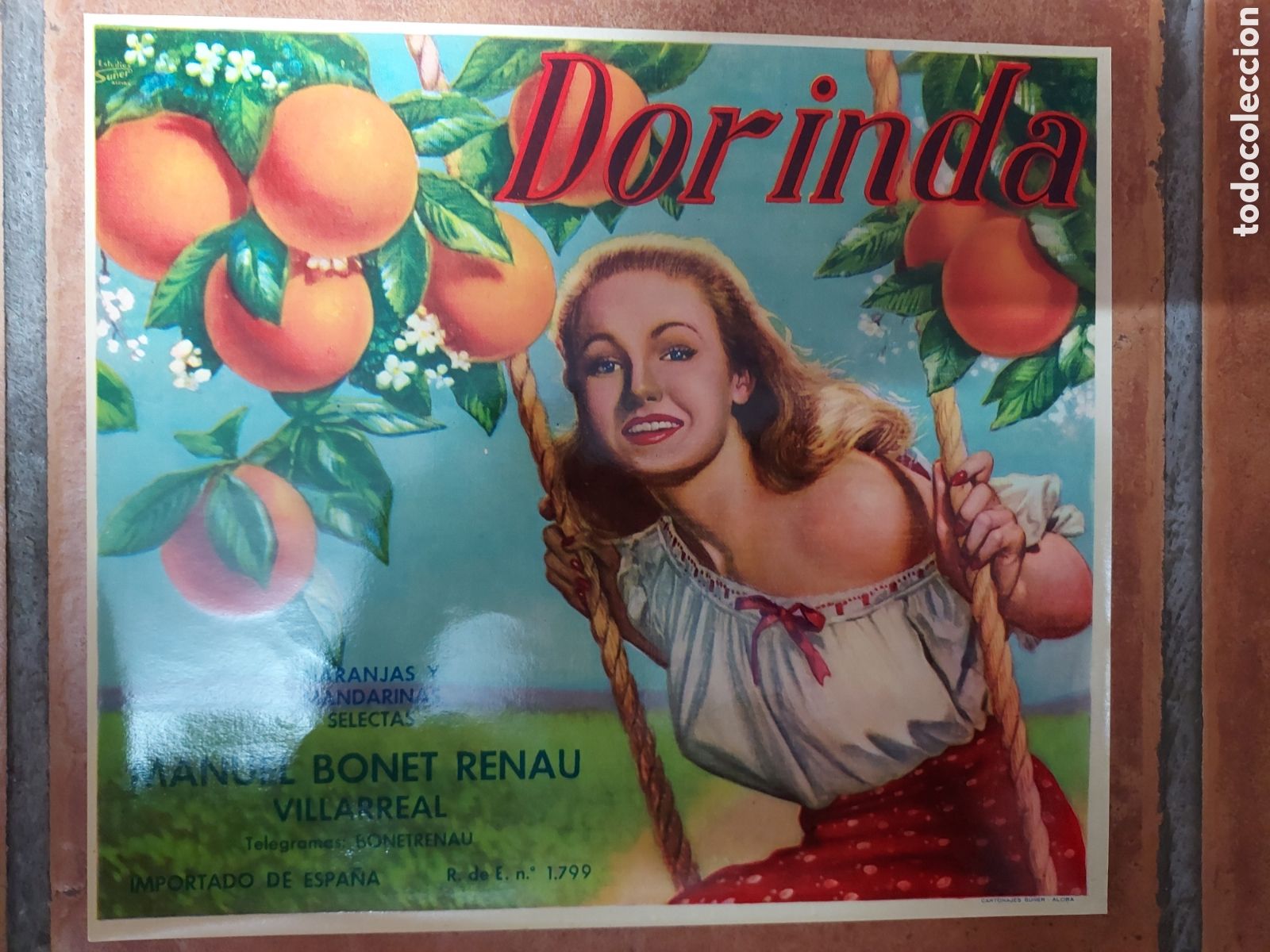 Coleccionismo de carteles: Etiqueta naranjas Dorinda - Manuel Bonet Renau - Villarreal