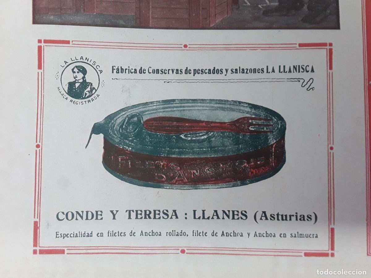 Coleccionismo de carteles: FABRICA CONSERVAS PESCADOS SALAZONES -LA LLANISCA.CONDE Y TERESA LLANES ASTURIAS HOJA A&Ntilde;O 1920
