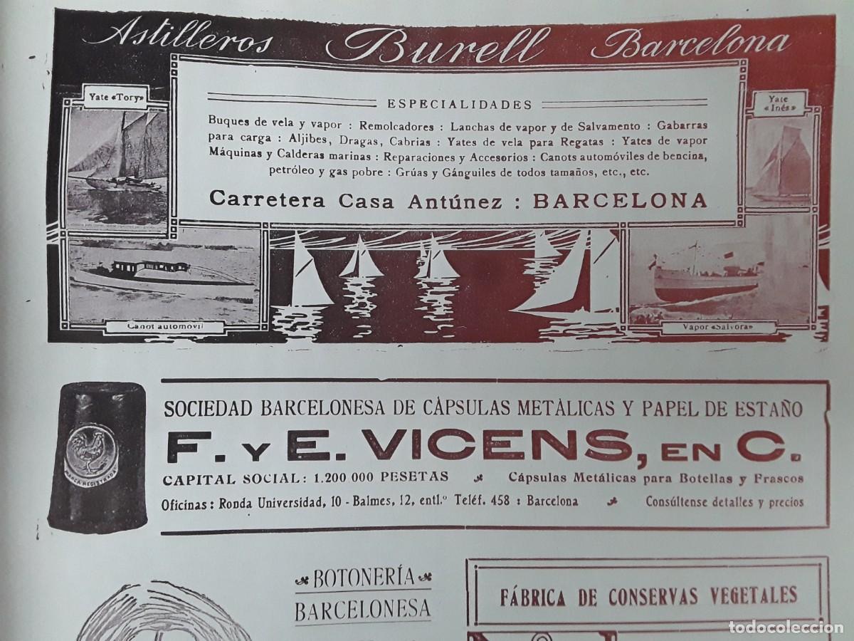 Collectionnisme d'affiches: ASTILLEROS BURELL BARCELONA BUQUES VELA VAPOR GABARRAS YATES REMOLCADORES HOJA A&Ntilde;O 1913