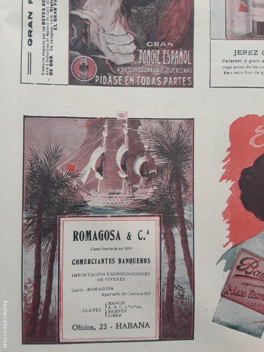 Collectionnisme d'affiches: ROMAGOSA & C&ordf; COMERCIANTES BANQUEROS LA HABANA CUBA HOJA A&Ntilde;O 1913