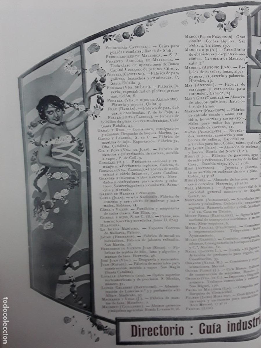 Collezionismo di affissi: GUIA INDUSTRIAL Y MERCANTIL DE BALEARES SOLLER PONT D'INCA PALMA MALLORCA 2 HOJAS A&Ntilde;O 1913