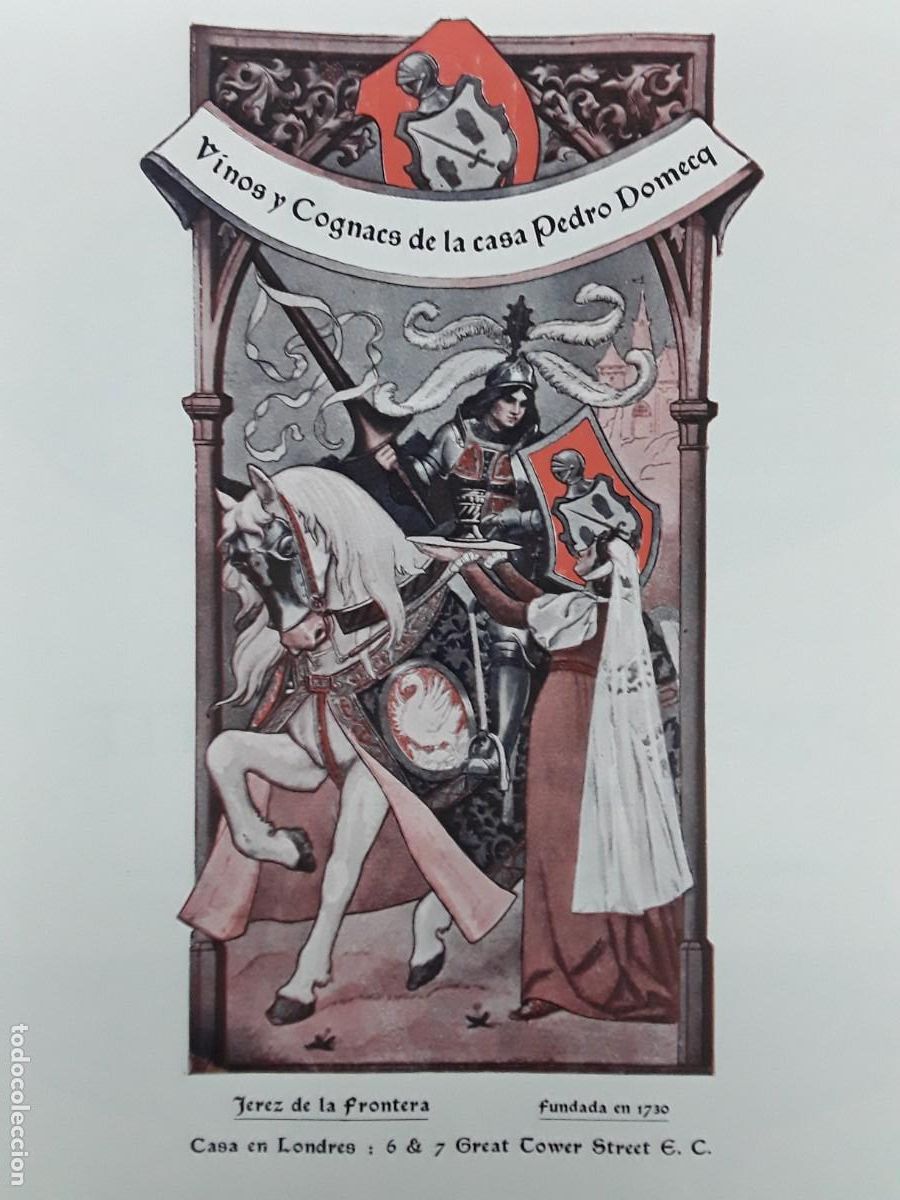 Collectionnisme d'affiches: VINOS Y COGNACS DE LA CASA PEDRO DOMECQ JEREZ DE LA FRONTERA MEDIDAS 23 X 30 CM HOJA A&Ntilde;O 1913