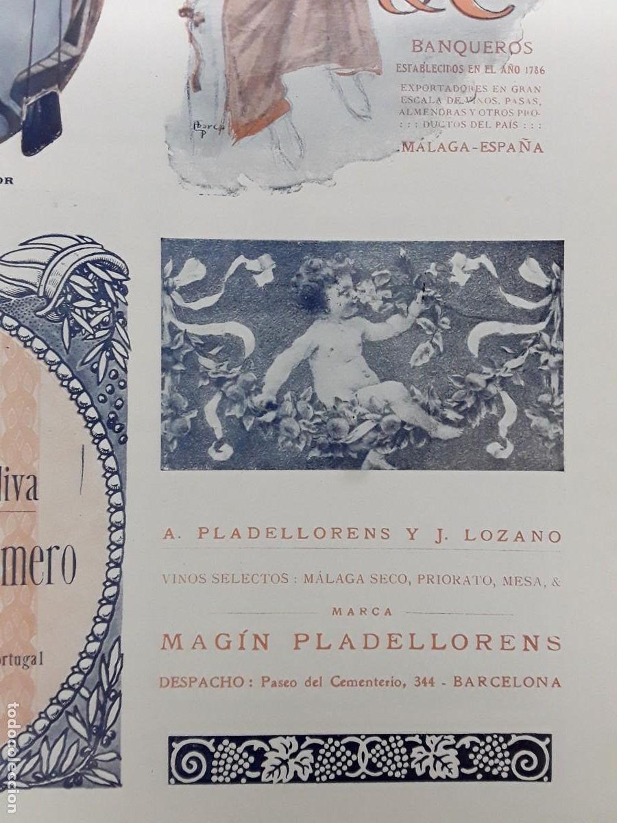 Coleccionismo de carteles: A.PLADELLORENS Y J.LOZANO VINOS MARCA MAGIN PLADELLORENS BARCELONA HOJA 1913