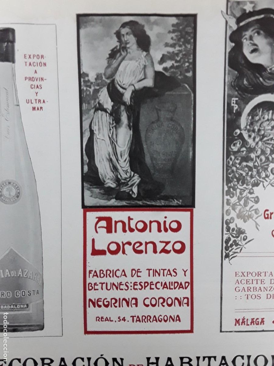Coleccionismo de carteles: FABRICA TINTAS Y BETUNES ESPECIALIDAD NEGRINA CORONA ANTONIO LORENZO TARRAGONA HOJA A&Ntilde;O 1913