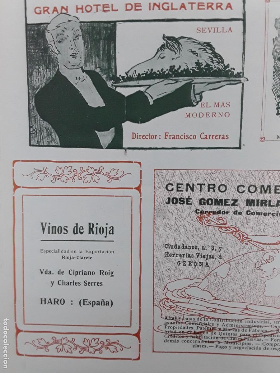 Coleccionismo de carteles: VINOS DE RIOJA VIUDA DE CIPRIANO ROIG Y CHARLES SERRES HARO RIOJA-CLARETE HOJA PUBLICIDAD 1913