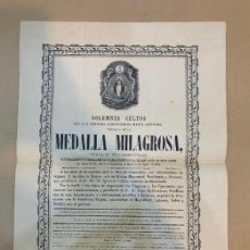 Coleccionismo de carteles: CARTEL ARCHICOFRADIA VIRGEN MEDALLA MILAGROSA DE SAN GINES - MADRID - 1878. Lote 376386569