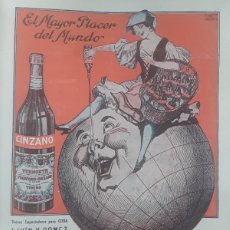 Collezionismo di affissi: CINZANO EL MAYOR PLACER DEL MUNDO LAVIN Y GOMEZ UNICOS IMPORTADORES PARA CUBA HOJA PUBLICIDAD 1920