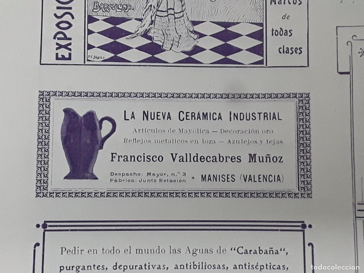Colecionismo de cartazes: LA NUEVA CERMICA INDUSTRIAL FRANCISCO VALLDECABRES MU&Ntilde;OZ MANISES VALENCIA HOJA A&Ntilde;O 1902