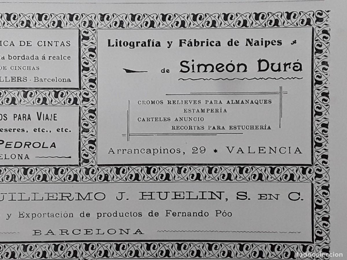 Colecionismo de cartazes: LITOGRAFIA Y FABRICA DE NAIPES DE SIMEON DURA VALENCIA HOJA REVISTA A&Ntilde;O 1902