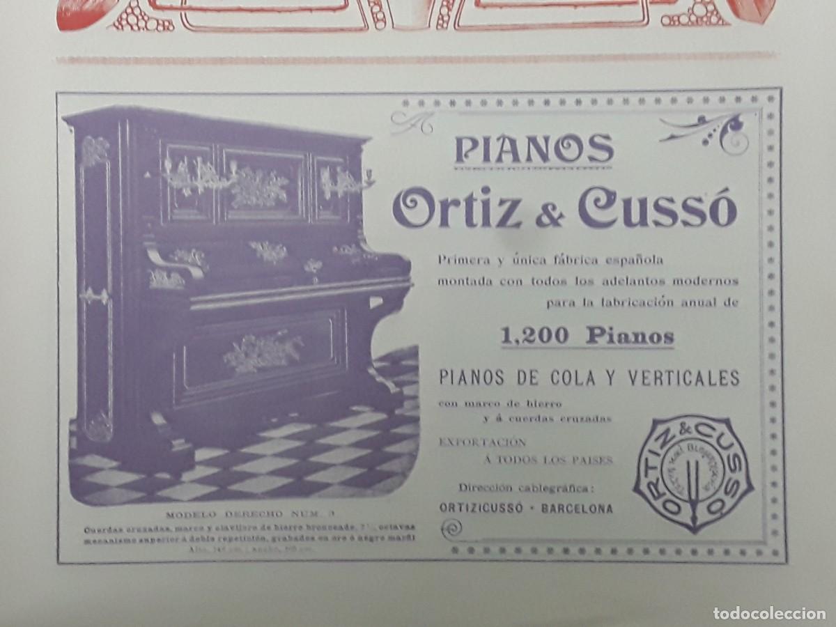 Coleccionismo de carteles: FABRICA DE PIANOS ORTIZ & CUSSO PIANOS COLA Y VERTICALES BARCELONA HOJA REVISTA A&Ntilde;O 1902
