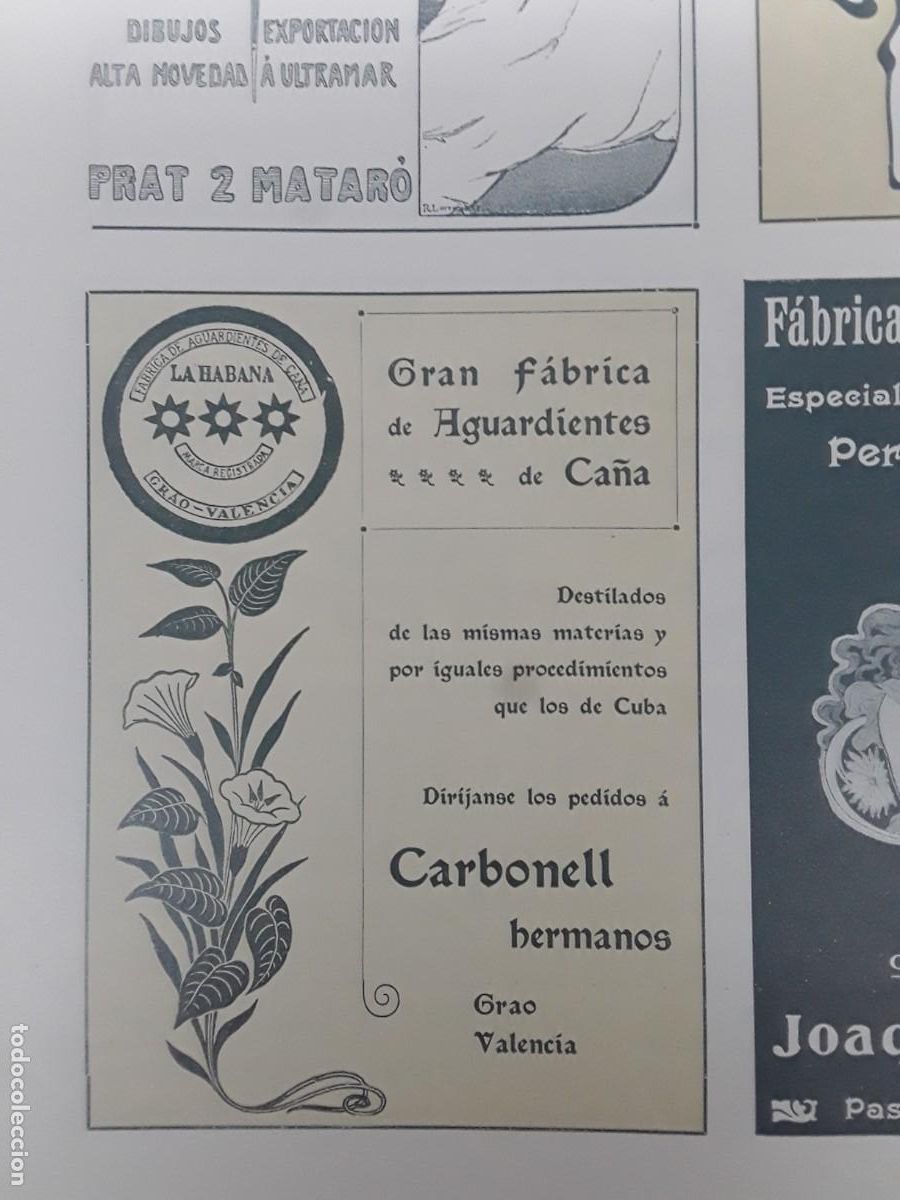 Coleccionismo de carteles: GRAN FABRICA AGUARDIENTE DE CA&Ntilde;A LA HABANA CARBONELL HERMANOS GRAO VALENCIA HOJA A&Ntilde;O 1902
