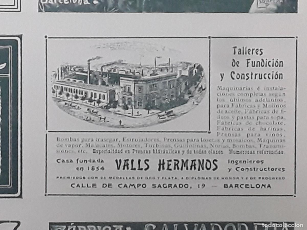 Coleccionismo de carteles: TALLERES DE FUNDICION Y CONSTRUCCION VALLS HERMANOS BARCELONA HOJA A&Ntilde;O 1902