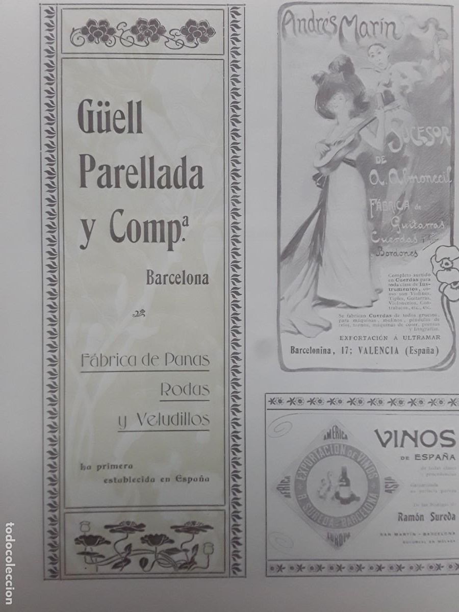Coleccionismo de carteles: FABRICA DE PANAS RODAS Y VELUDILLOS -GUELL PARELLADA Y COMPA&Ntilde;IA - BARCELONA HOJA REVISTA A&Ntilde;O 1902