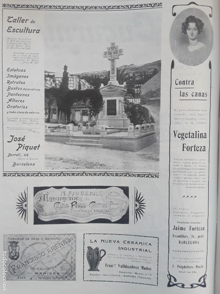 Colecionismo de cartazes: VEGETALINA FORTEZA CONTRA LAS CANAS JAIME FORTEZA BARCELONA TINTURA FARMACIAS HOJA A&Ntilde;O 1903