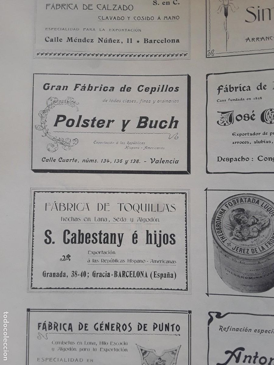 Poster collecting: GRAN FABRICA DE CEPILLOS FINOS Y ORDINARIOS POLSTER Y BUCH VALENCIA HOJA A&Ntilde;O 1903