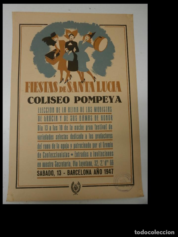 Coleccionismo de carteles: Fiestas de Santa Lucia. Coliseo Pompeya. Elecci&oacute;n de la reina de las modistas de Gracia y de sus