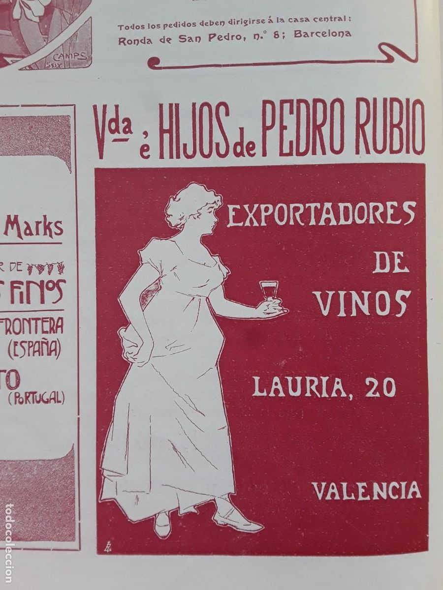 Coleccionismo de carteles: VIUDA E HIJOS DE PEDRO RUBIO EXPORTADORES DE VINO VALENCIA HOJA A&Ntilde;O 1903