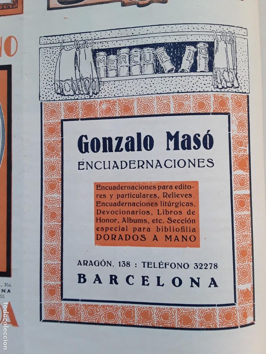 Collezionismo di affissi: ENCUADERNACIONES GONZALO MASO EDITORIALES BARCELONA HOJA REVISTA A&Ntilde;O 1935