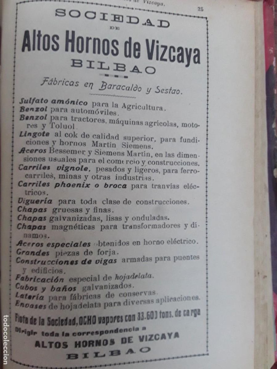 Sammeln von Plakaten: ALTOS HORNOS VIZCAYA BILBAO / BANCO ARAGON ZARAGOZA / HIJOS CLEMENTE SANCHEZ CACERES2 HOJAS A&Ntilde;O 1925