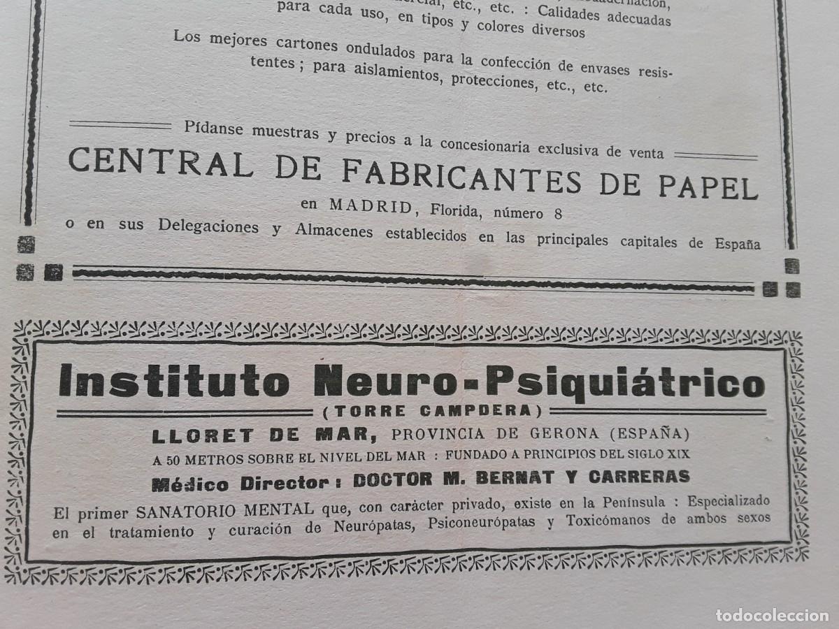 Coleccionismo de carteles: INSTITUTO NEURO - PSIQUIATRICO TORRE CAMPDERA LLORET DE MAR DOCTOR M.BERNAT Y CARRERAS HOJA A&Ntilde;O 1934