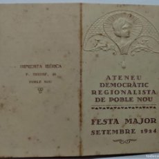 Coleccionismo de carteles: PROGRAMA - FESTA MAJOR DE SETEMBRE 1924 - DEL ATENEU DEMOCRATIC REGIONALISTA. Lote 389101689