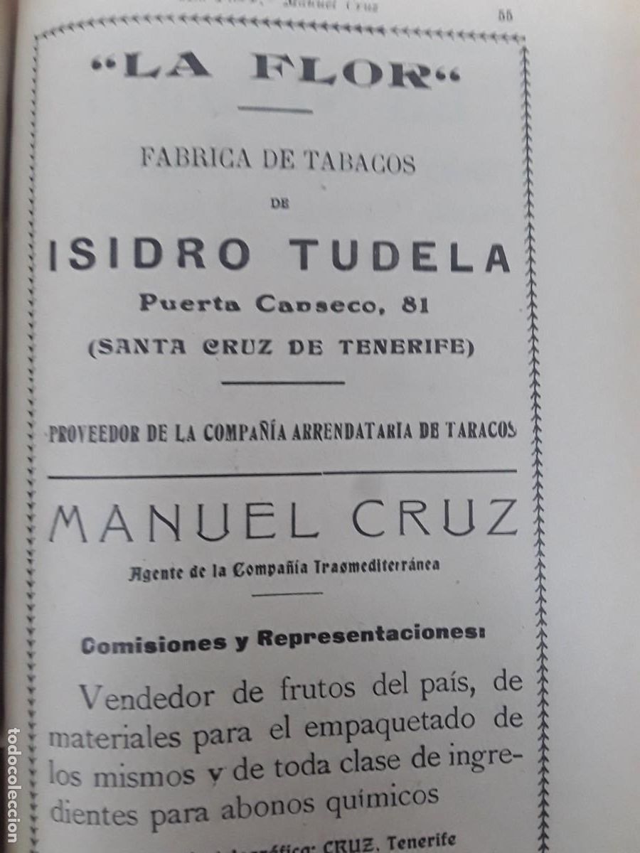 Sammeln von Plakaten: FABRICA TABACOSLA FLOR DE ISIDRO TUDELA SANTA CRUZ DE TENERIFE A&Ntilde;O 1925