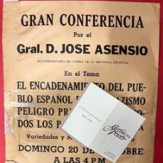 Coleccionismo de carteles: CARTEL REPUBLICANO. CONFERENCIA DE JOSE ASENSIO: ENCADENAMIENTO DEL PUEBLO ESPAÑOL, NAZIZMO
