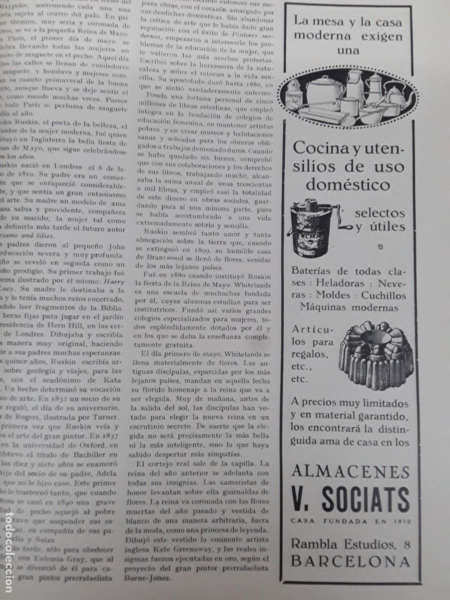 Collectionnisme d'affiches: ALMACENES V.SOCIATS BARCELONA COCINA Y UTENSILIOS DE USO DOMESTICO HOJA A&Ntilde;O 1926