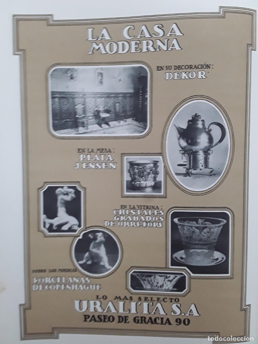 Collectionnisme d'affiches: URALITA S.A LO MAS SELECTO LA CASA MODERNA PLATA JENSEN DEKOR BARCELONA HOJA A&Ntilde;O 1926