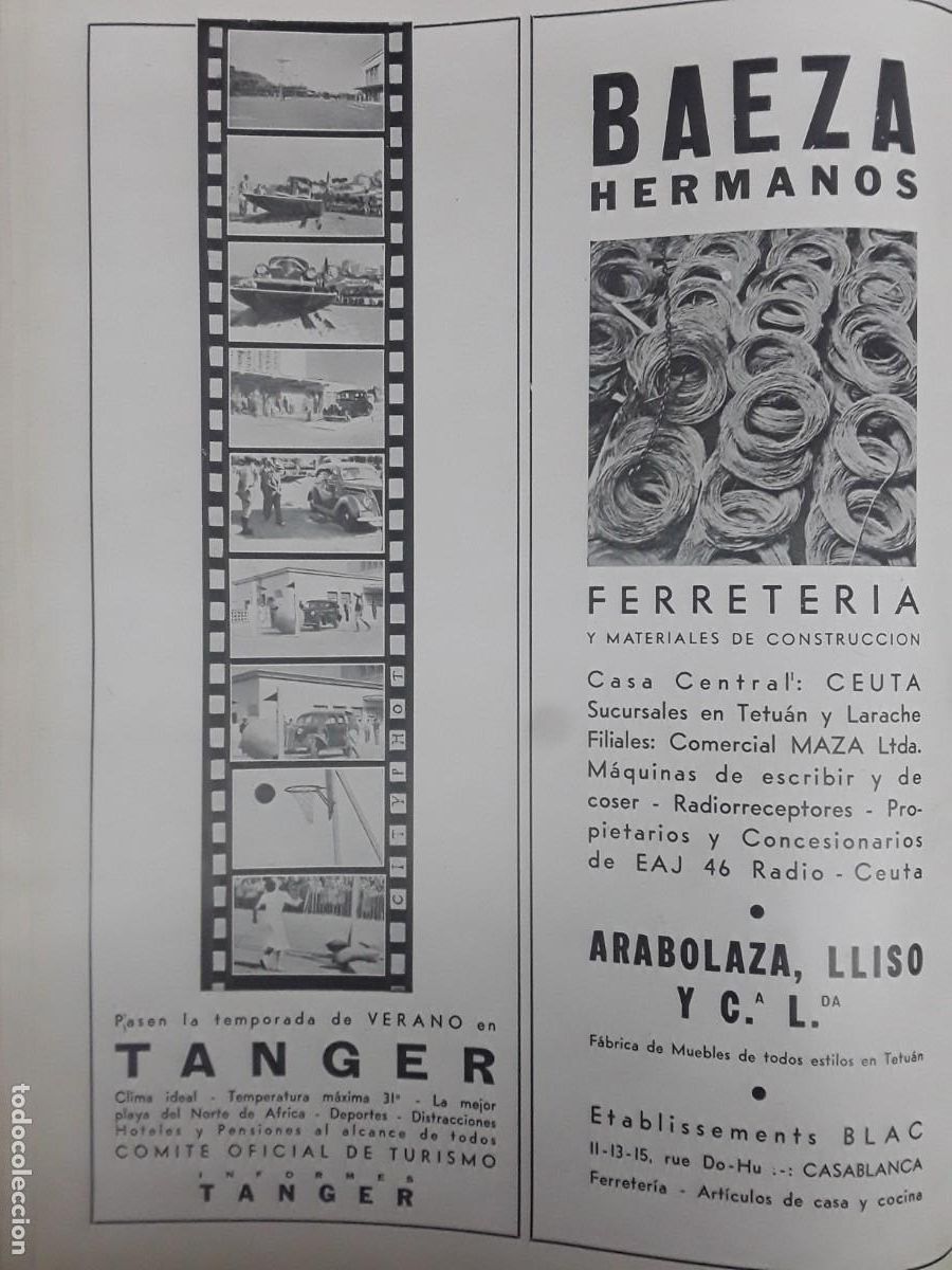 Collezionismo di affissi: COMITE OFICIAL DE TURISMO INFORMES TANGER PASEN LA TEMPORADA DE VERANO HOJA A&Ntilde;O 1940