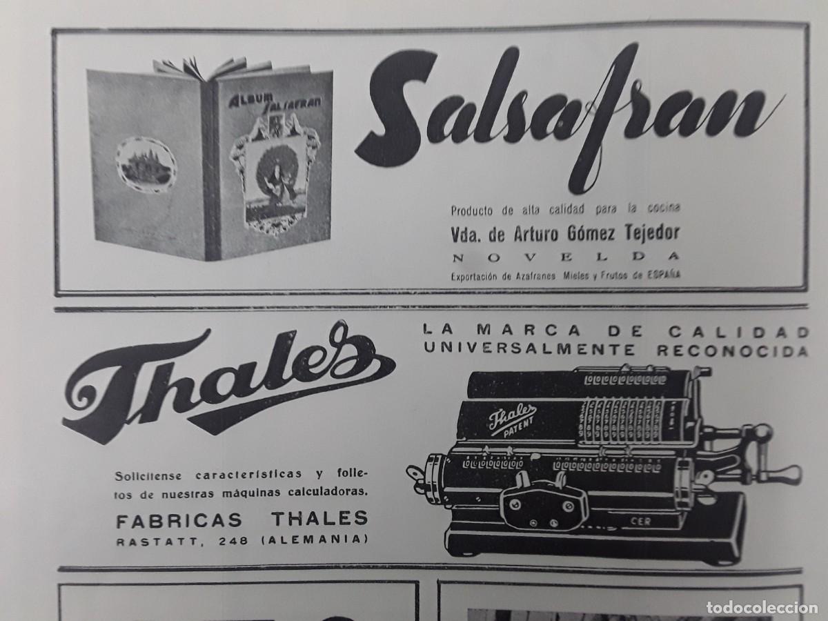 Colecionismo de cartazes: SALSAFRAN PRODUCTO ALTA CALIDAD PARA LA COCINA VIUDA ARTURO GOMEZ TEJEDOR NOVELDA HOJAS A&Ntilde;O 1939