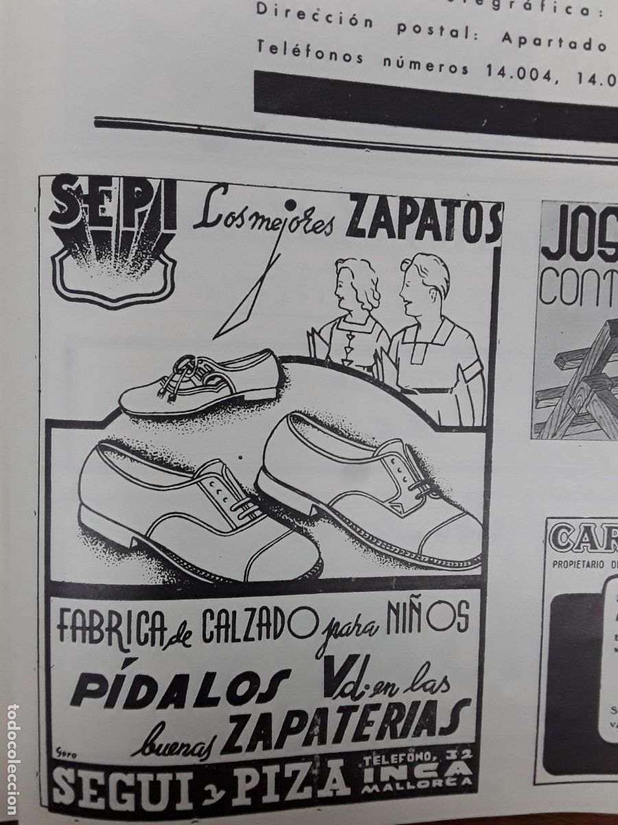 Collectionnisme d'affiches: FABRICA CALZADOS PARA NI&Ntilde;OS SEGUI PIZA MALLORCA SEPI LOS MEJORES ZAPATOS HOJA A&Ntilde;O 1939