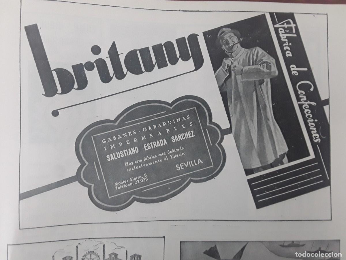 Colecionismo de cartazes: FABRICA DE CONFECCIONES BRITANY SALUSTIANO ESTRADA SANCHEZ SEVILLA GABANES HOJA A&Ntilde;O 1939