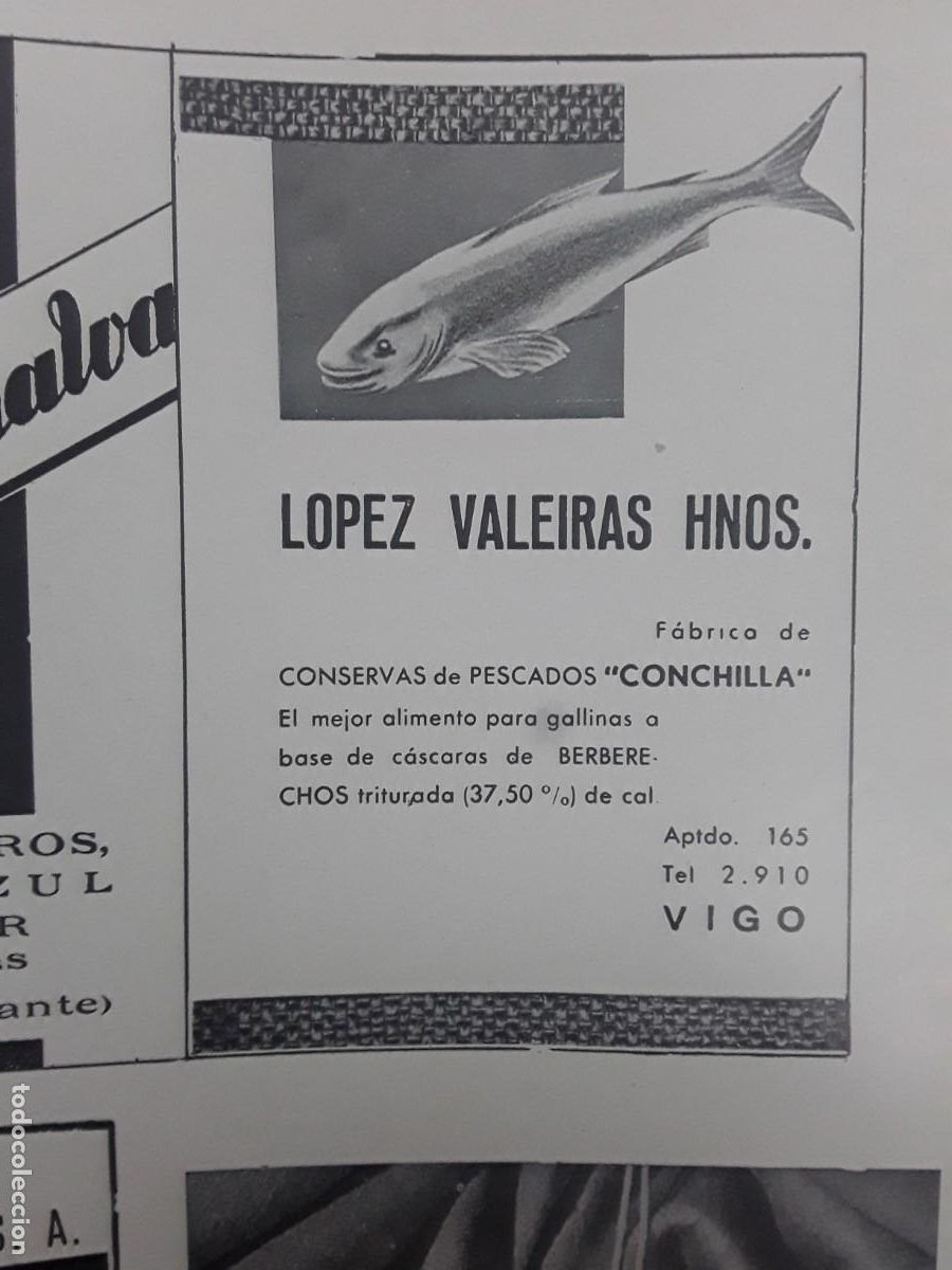 Coleccionismo de carteles: FABRICA CONSERVAS PESCADOS CONCHILLA LOPEZ VALEIRAS VIGO / LA CAEYRA MARIN HOJA A&Ntilde;O 1939