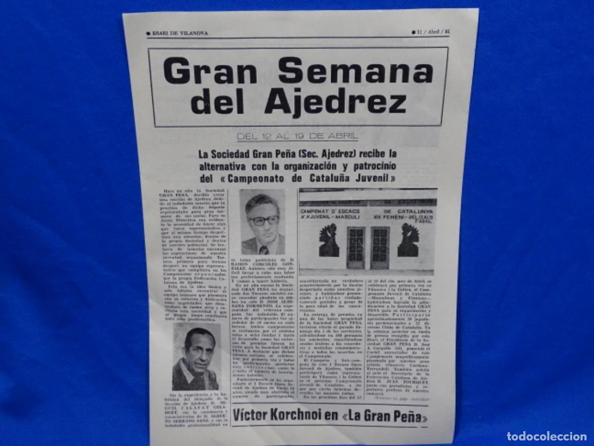 Poster collecting: .DIARI DE VILANOVA I GELTRU. AJEDREZ. JORGE INA&Ntilde;EZ GIM&Eacute;NEZ, KORCHNOI.