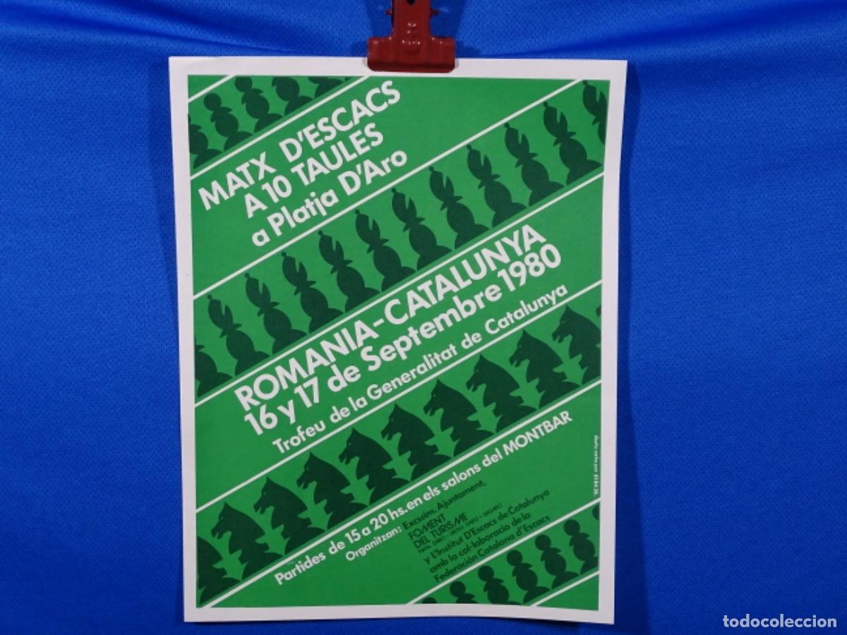 Collectionnisme d'affiches: CARTEL DE AJEDREZ MATX D&rsquo;ESCACS PLATJA D&rsquo;ARO ROMANIA-CATALUNYA 1980.