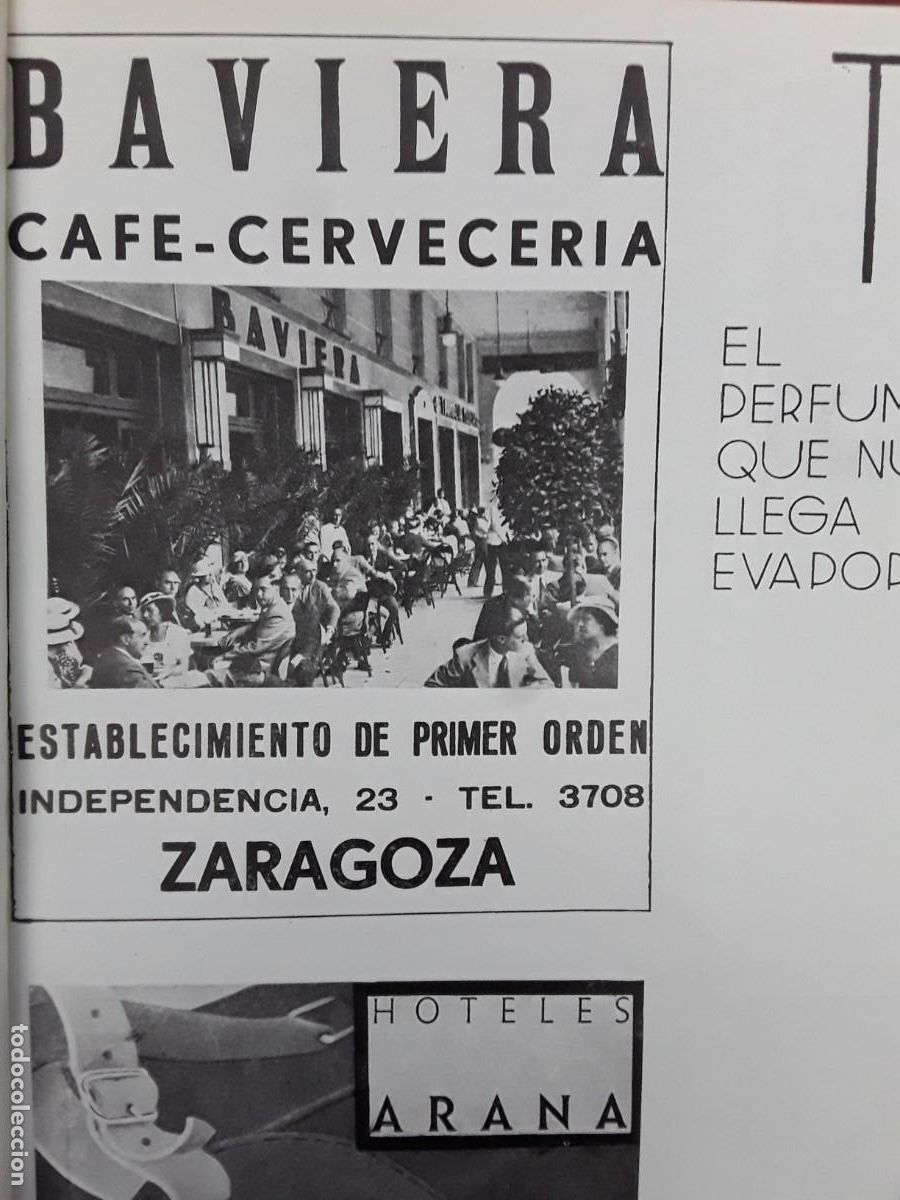 Collectionnisme d'affiches: CAFE CERVECERIA BAVIERA ZARAGOZA / HOTELES ARANA BILBAO SAN SEBASTIAN ZARAGOZA HOJA A&Ntilde;O 1939